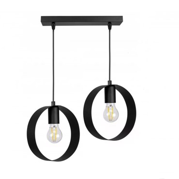 NG Santas Φωτιστικό Οροφής Ράγα Δίφωτο Μεταλλικό Μαύρο E27 204-R-2-BL